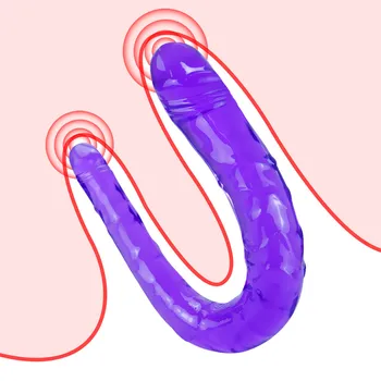 Double Dildo Soft Jelly Dildo for women Gay Lesbian Ended Dong Artificial Penis Adult toys Vagina Anal Sex Products 2