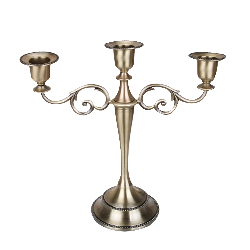 Канделябр 3 руки цинковый сплав подсвечник Настольный свадебный фестиваль подсвечник орнамент праздник украшение для дома креативный - Цвет: Bronze