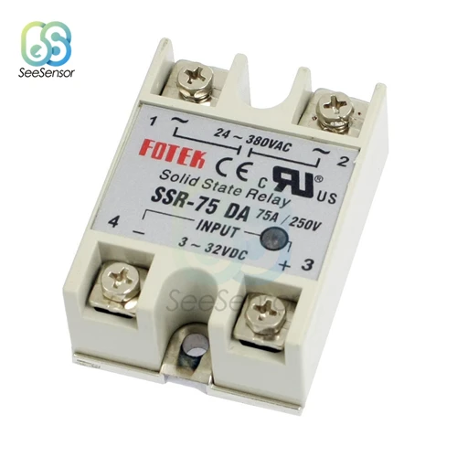 SSR-75DA Твердотельные реле SSR-50DA SSR-60DA SSR-75DA SSR-100DA 50A 60A 75A 100A 3-32 В постоянного тока в переменный 24-380V AC SSR 50DA 60DA 75DA 100DA - Габаритные размеры: SSR-75DA