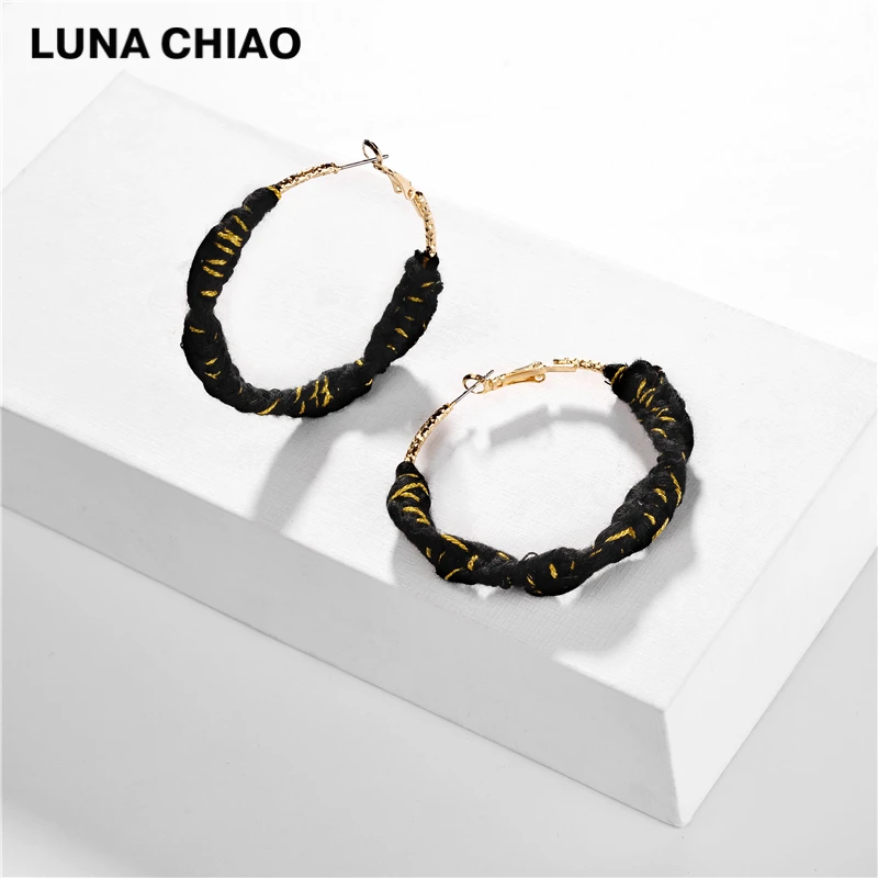 LUNA CHIAO, модные ювелирные изделия, Осень-зима, бохо, плетеные большие серьги-кольца для женщин