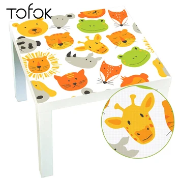

Tofok Cartoon Giraffe Frog Square Table Decorative Sticker Lake Desktop Foil Sticker Home Oil-proof Table Protection Cross Film