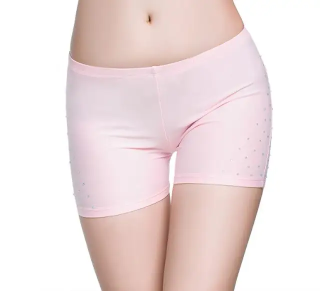 Sexy Hot Rhinestones Soft Shorts Women  Belly Dance Safety Short Pants Underwear Night Club Party Evening Bellydance Performanc Pink