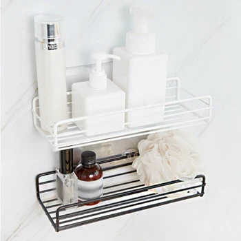 

Iron Shelf With Sticker 27cm*11cm*5.5cm For Kitchen Bathroom Organization Wall Rack Hanger Condiment Bottles