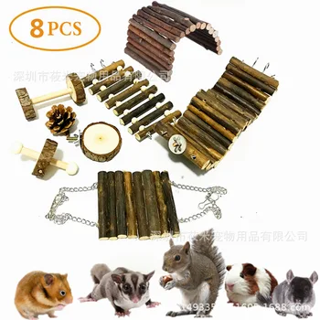 

Hamster Squirrel Sugar Glider Guinea Pigs Assembled Toys Toy Sets 8 Pc Logs Plank Road Swing Ladder