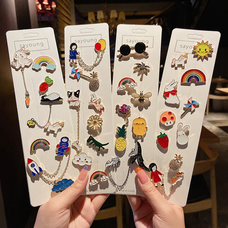 

Anti-glare Buckle Brooch Alloy Lapel Cartoon Pins Set Neckline Pin Fixed Clothes Decorative Buckle Pin Accessories Gifts Friends