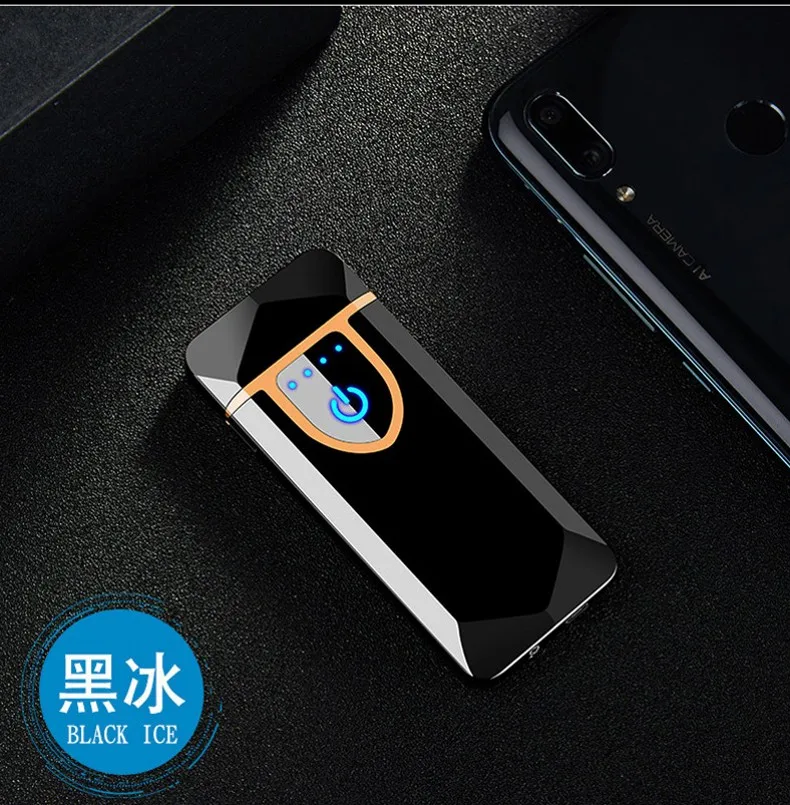 High Quality Metal USB Charging Ligther Dual Arc Plasma Lighters Thin Electric Rechargeable Cigarette Lighter Windproof Men Gift