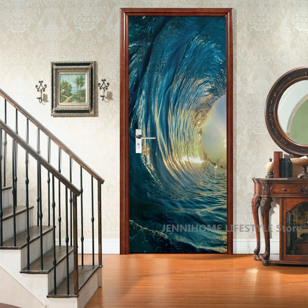 3D Landschaft Tür Aufkleber Abnehmbare Vinilos Para Puertas Klebstoff Tapete Sexy Frau Wandmalereien für Türen Moderne PVC Home Decor – Detail 31