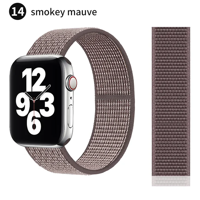 Nylon Strap for Apple watch series 7 band 41mm 44mm 40mm 42mm 38mm smartwatch wristband belt sport loop bracelets iWatch 3456 se Purple smoke