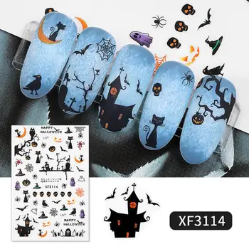 

Nail Decal Sticker Halloween Spider Web Cat Pumpkin DIY 3D Self-adhesive DIY Salon Sticker Pedicure Nail Art Manicure Dropship