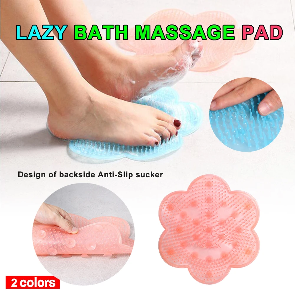 Lazy Bath Massage Pad Silicone Suction Cup Bathroom Shower Mat Non-slip Rug Home Relax Feet Dead Skin Remover Cleaning Brush 3