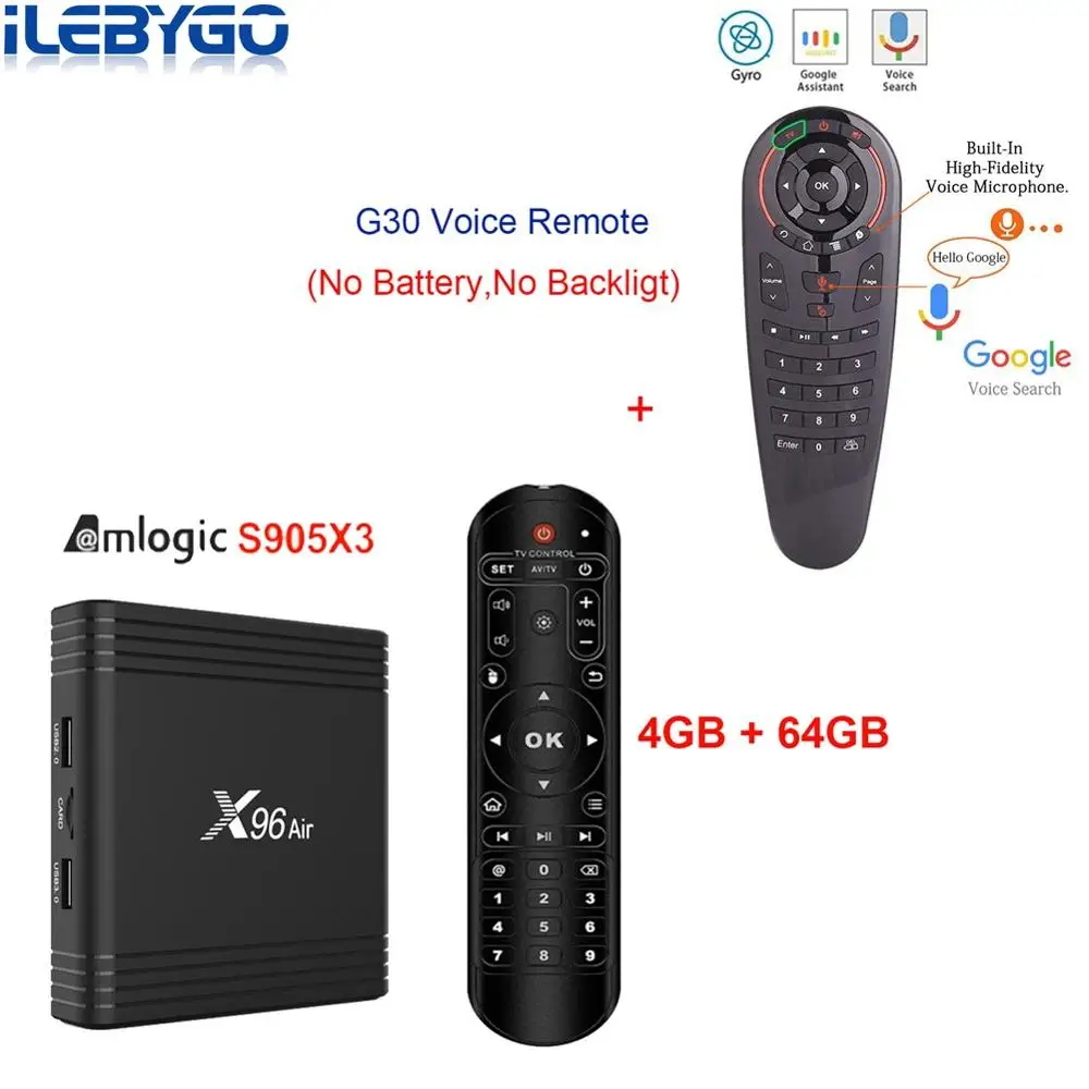 ТВ-приставка X96 Air Amlogic S905X3 mini Smart Android 9,0 4 Гб 64 ГБ 32 ГБ wifi 4K 8K 24 кадров в секунду Netflix X96 Air 2 Гб 16 Гб Plex телеприставка - Цвет: 4GB 64GB G30