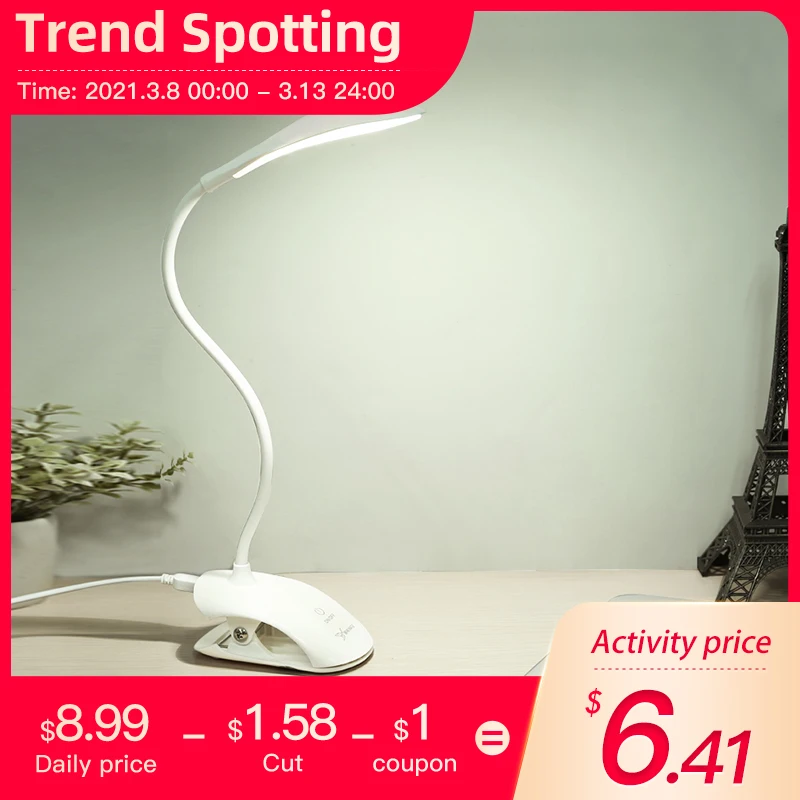 YAGE YG-5933 Desk lamp USB led Table Lamp 14 LED Table lamp with Clip Bed Reading book Light LED Desk lamp Table Touch 3 Modes