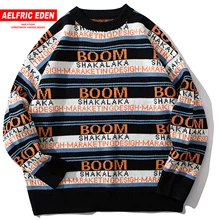 Aelfric Eden Лоскутная вязаная одежда с надписью мужские свитера Harajuku хип хоп топы уличная мода повседневный мужской пуловер