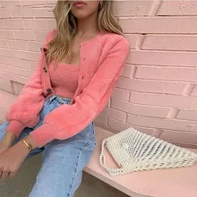 Женские комплекты из двух предметов, теплые пушистые пальто с длинным рукавом и топ на бретелях, повседневный теплый костюм на весну и осень