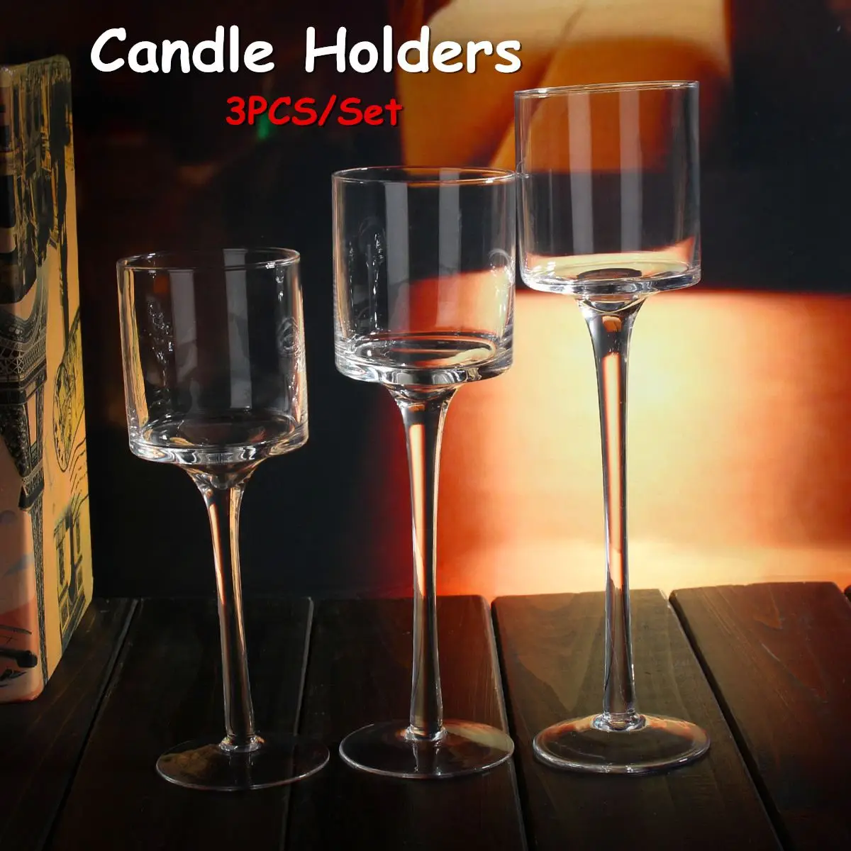 

3Pcs Elegant Tea Light Glass Candle Holders Candlestick Goblet Candlestick Wedding Table Party Centerpiece Home Bar Decor