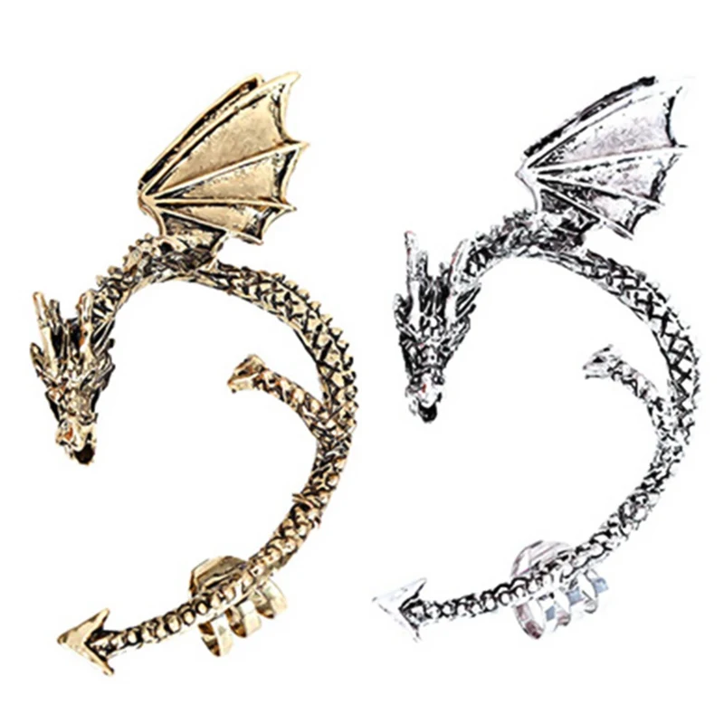 Retro Gothic Ear Clips Rock Punk Twine Dragon Shape Ear Cuff  Earring Earrings for Women Men  Earrings