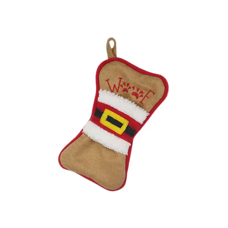 Fish/Bone Design Christmas Stockings Non-Woven Plush Gift Holders Tableware Pockets Xmas Tree Fireplace Hanging Decorations