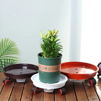 

Thick Mobile Tray Flower Pot Trays Bottom Pot Holder Wheel Tray Flower Plate Base with Universal Leaky Hole Garden Supplies