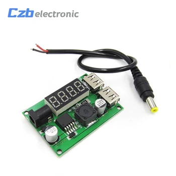 

DC-DC 12V 24V 36V to 5V 3A LED Digital Display Step Down Buck Module Voltage Voltmeter Dual USB Converter With