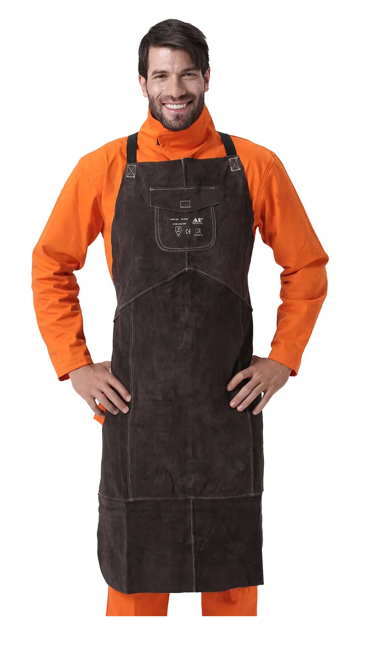 Welding Apron Heat Insulation Split Cow Leather Work Protective Aprons Flame Resistant Welders Workplace Safety Clothing