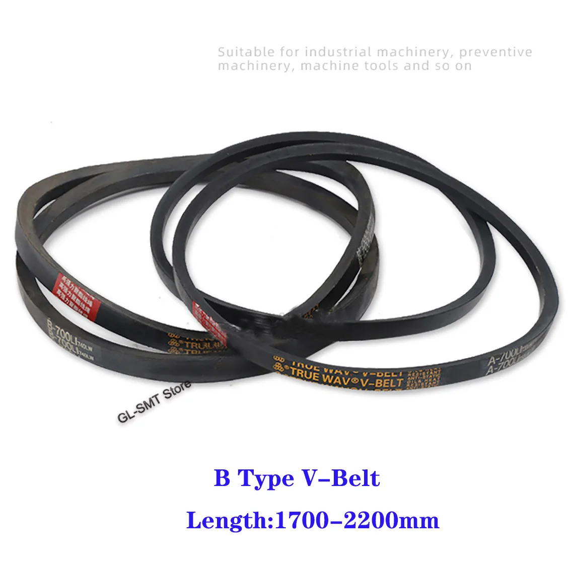 1Pcs B Type V Belt B1700/1750/1800 2200mm Black Rubber Triangle Belt