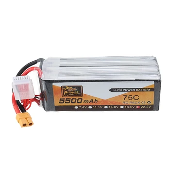 

ZOP Power 22.2V 5500mAh 75C 6S Lipo Battery XT60 Plug for FPV RC Helicopter Car Airplane FPV Racing Drone Quadcopter