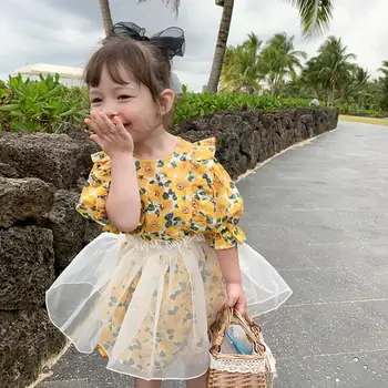 

2020 new girls printed dress summer cotton fashion girls dresses 1-7 years HV401