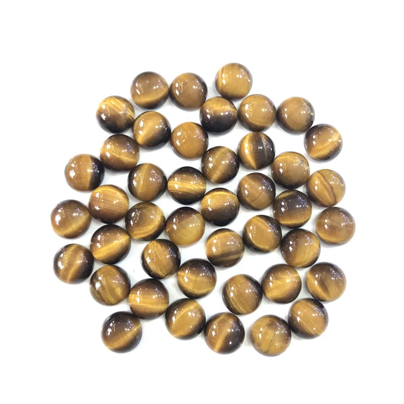 Natural Tiger Eye Beads Gemstone Fashion Jewelry Accessories 8mm Round Shape Cabochon 2pcs/lot