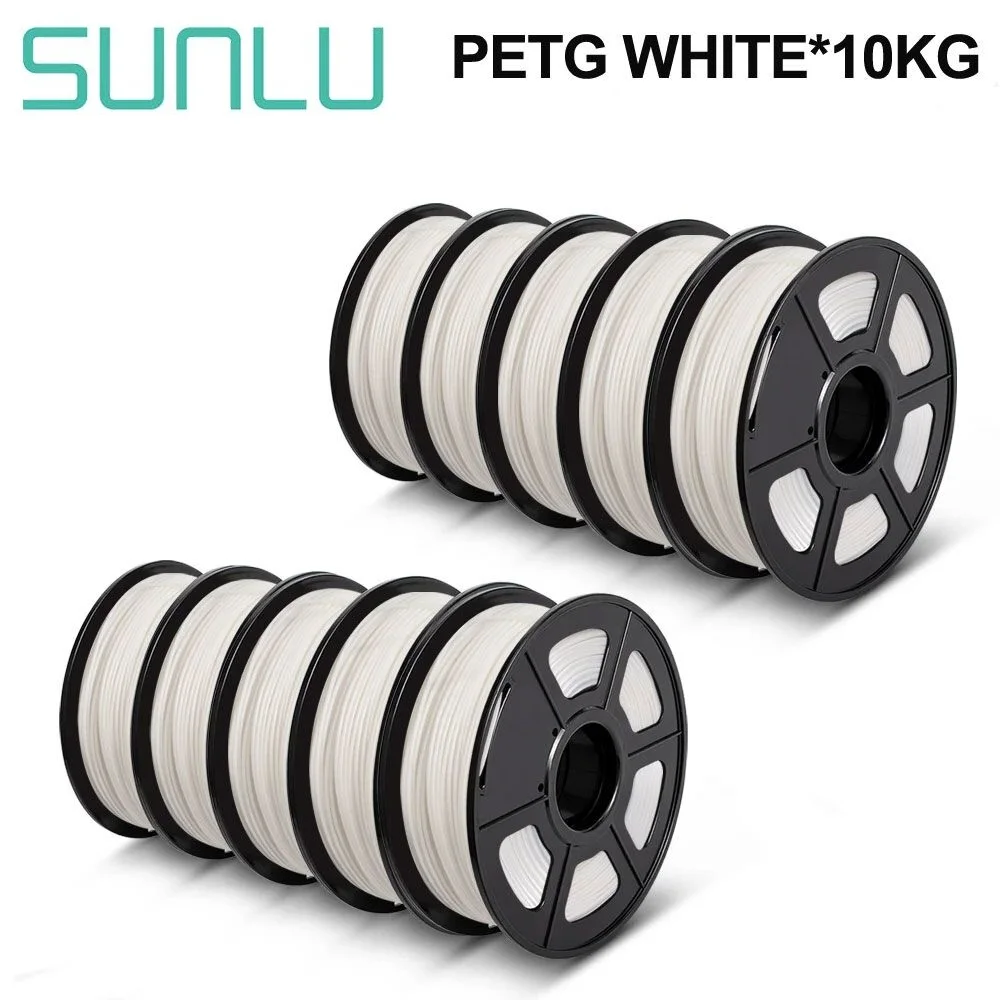 Filamento SUNLU PETG 1kg 1,75mm 10 rollos de filamentos de petg de impresora FDM 3D 10kg de tolerancia de diámetro 0,02mm Material de alta dureza