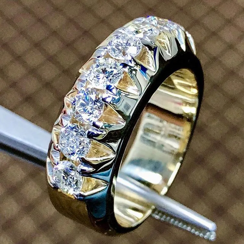 Модный Блеск инкрустация однорядное кольцо со стразами для женщин роскошный кулон золотого цвета кольца обручальные нержавеющие стальные кольца ювелирные изделия
