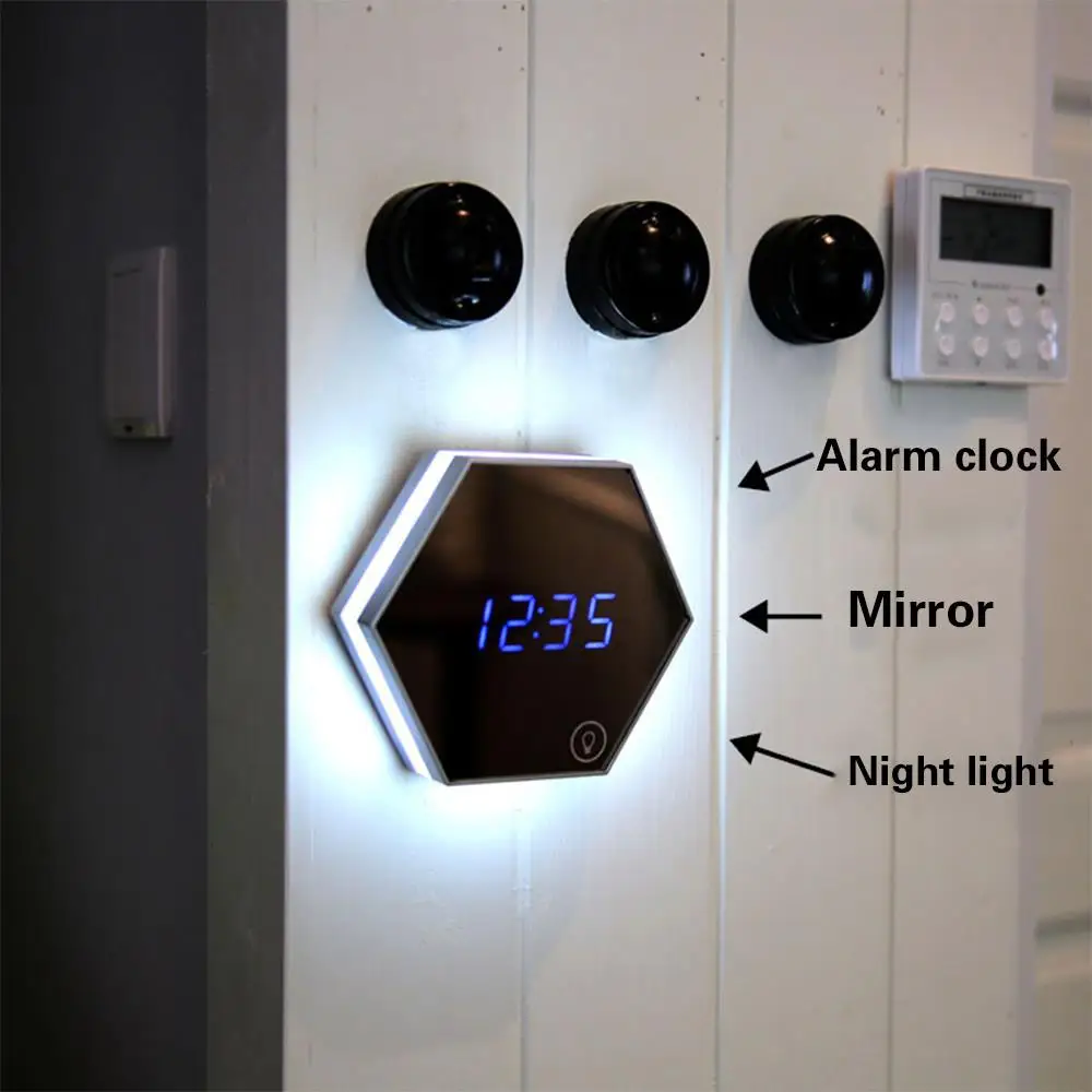 

Induction Light Touch Sensor USB Rechargeable Night Lamp Mirror Alarm Clock Night Light LED Night Lights Portable Creative