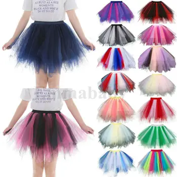 

Girls Tulle Tutu Fluffy Bubble Skirt Ballet Dance Wear Costume Lace Short Skirt 16 Colors