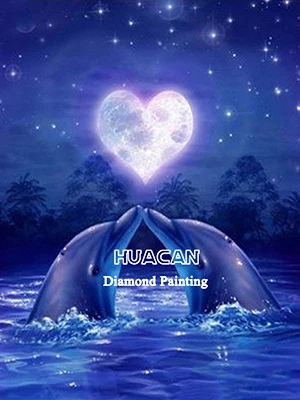 HUACAN 5D DIY Алмазная вышивка дельфин животные декор для дома картины бисером наклейки на стену круглая дрель - Цвет: 3233