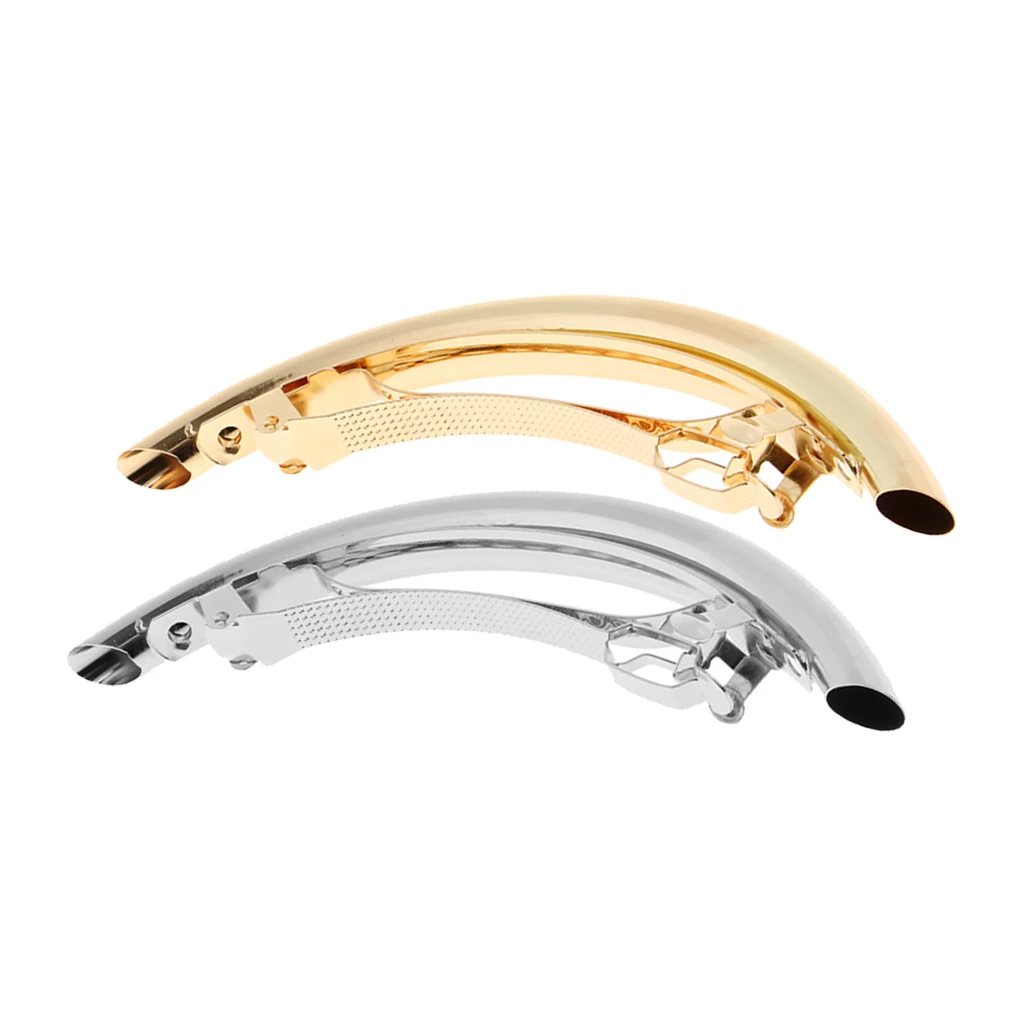 2 Pieces Metal Tube Automatic French Barrette Hair Clips, Large Hairpin Ponytail Holder, Novelty Hair Styling Accessories
