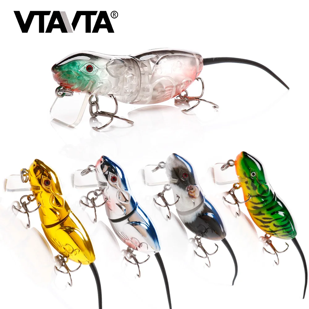 VTAVTA 63mm 10g Lifelike Artificial Floating Miuras Mouse Fishing Lure Rat  Wobbler Pike Mouse Bait For Fishing