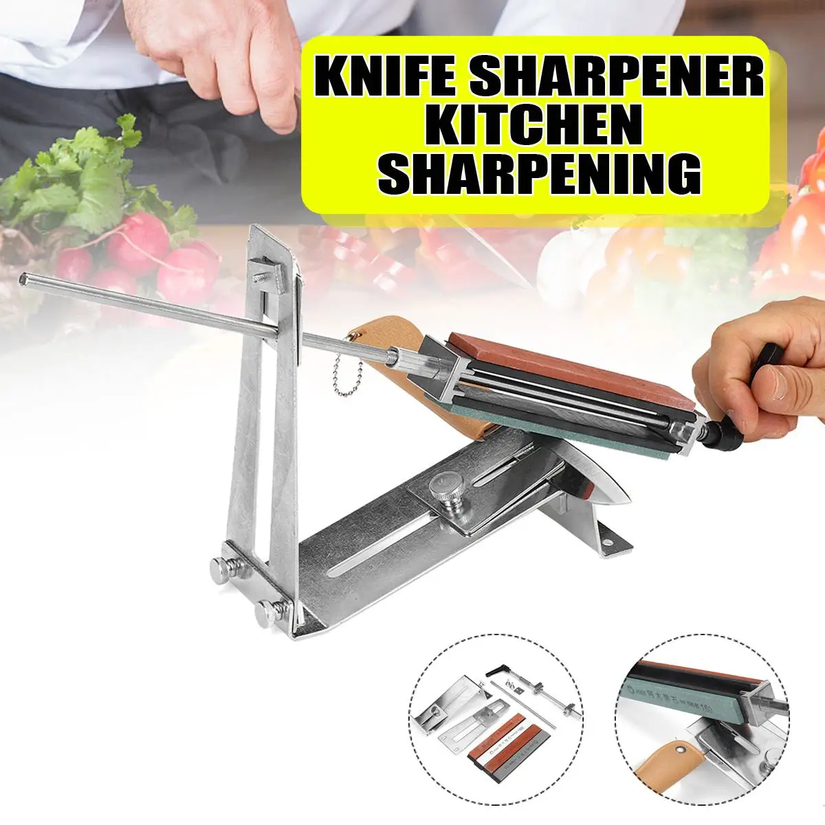 Профессиональная точилка для кухонных ножей с фиксированным углом заточки с 4 камнями точильный камень из нержавеющей стали точилка для ножей