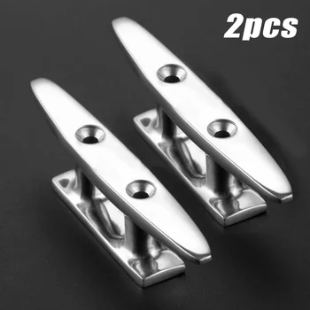 

2pcs Boat Cleats Silver 4 inch Replacement Marine Hardware Accessories