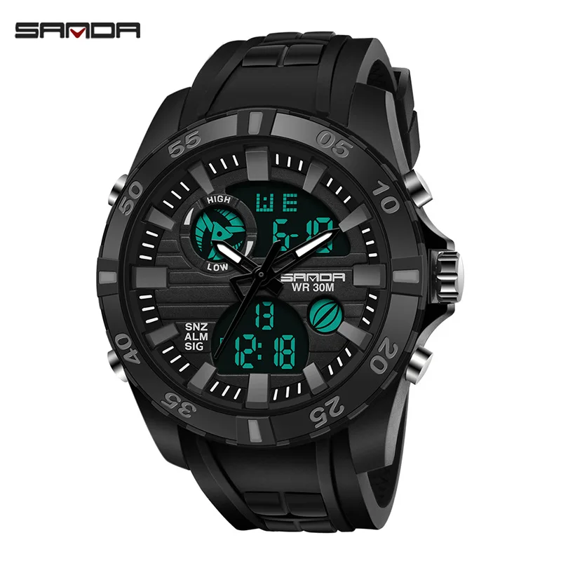 

SANDA 2019 Military Sport Date Analog electronic watch LED luminous trend Running Creative Multifunction Watches relogio new