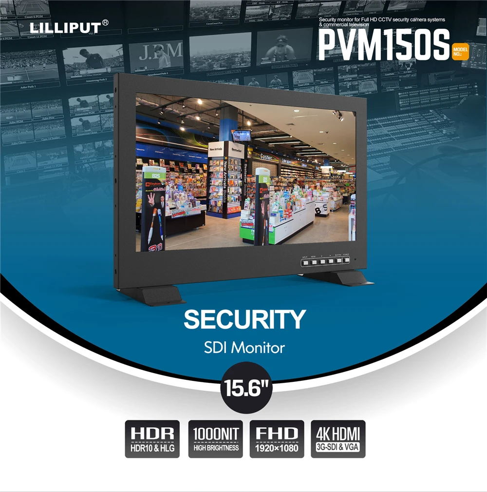 Lilliput PVM150S 15," монитор безопасности 4K HDMI 3G-SDI full HD 1920x1080 монитор для мониторинга зданий безопасности