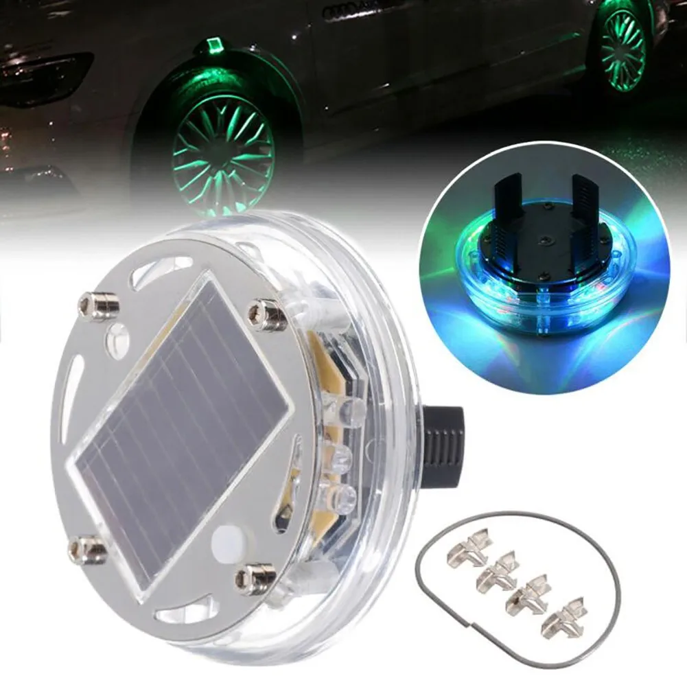 Car RGB Solar Tire Lamp 4 Mode 12 LED Waterproof Energy Flash Wheel Tire Rim Lights for Auto Decoration Colorful Atmosphere Lamp dodge charger headlights