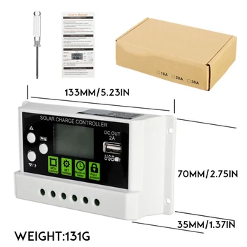 

20A Solar Panel Regulator Charge Controller 12V/24V Focus Output Charger Parts