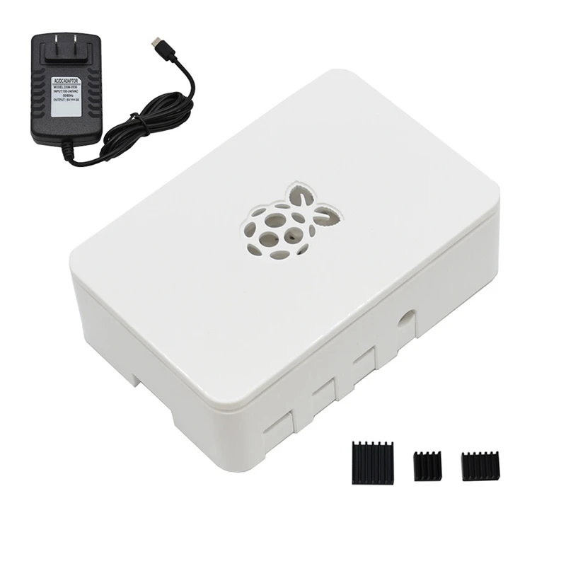 Для Raspberry Pi ABS чехол Корпус коробка V4 с радиатором+ 5 V/3a Питание для Raspberry Pi 4B