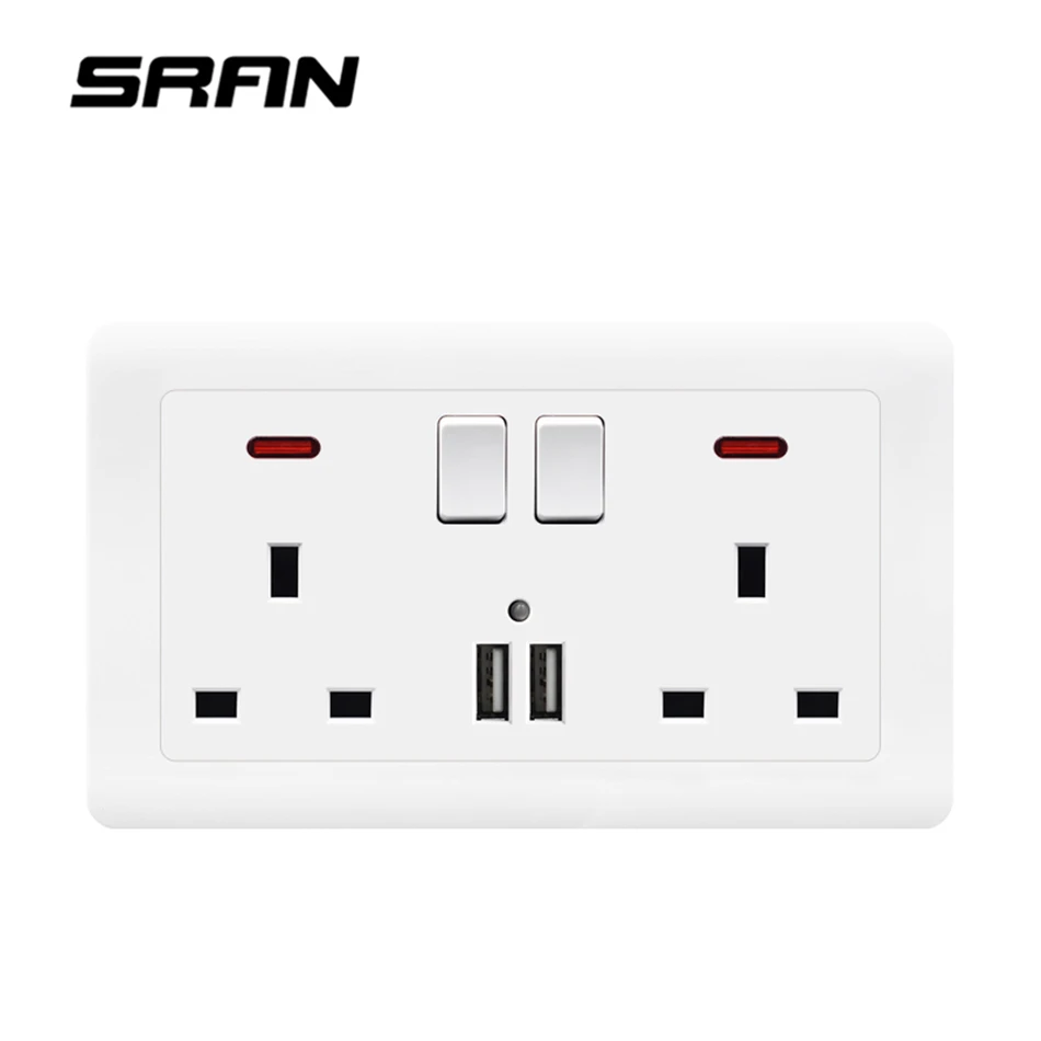 SRAN стандарт Великобритании 13A настенная розетка USB с выключателем светильник 146*86