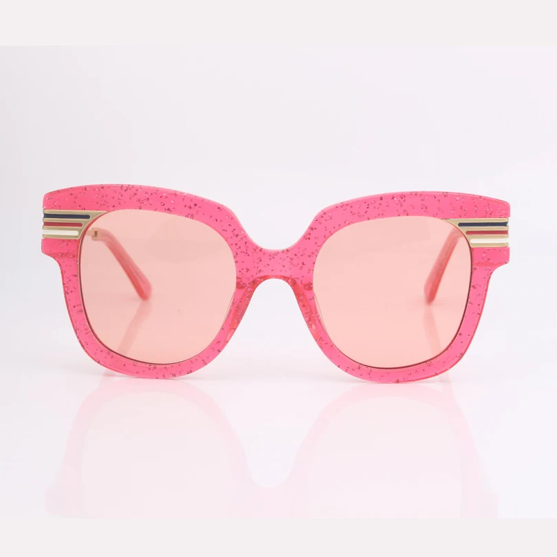 

High quality Transparent pink frame pink lens women sunglasses square