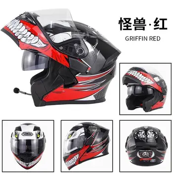 

NEW Motorcycle Flip up Bluetooth Helmet Motorbike BT Casco Moto Double Visors Casque Motor bike Capacete DOT ECE SOMAN 955