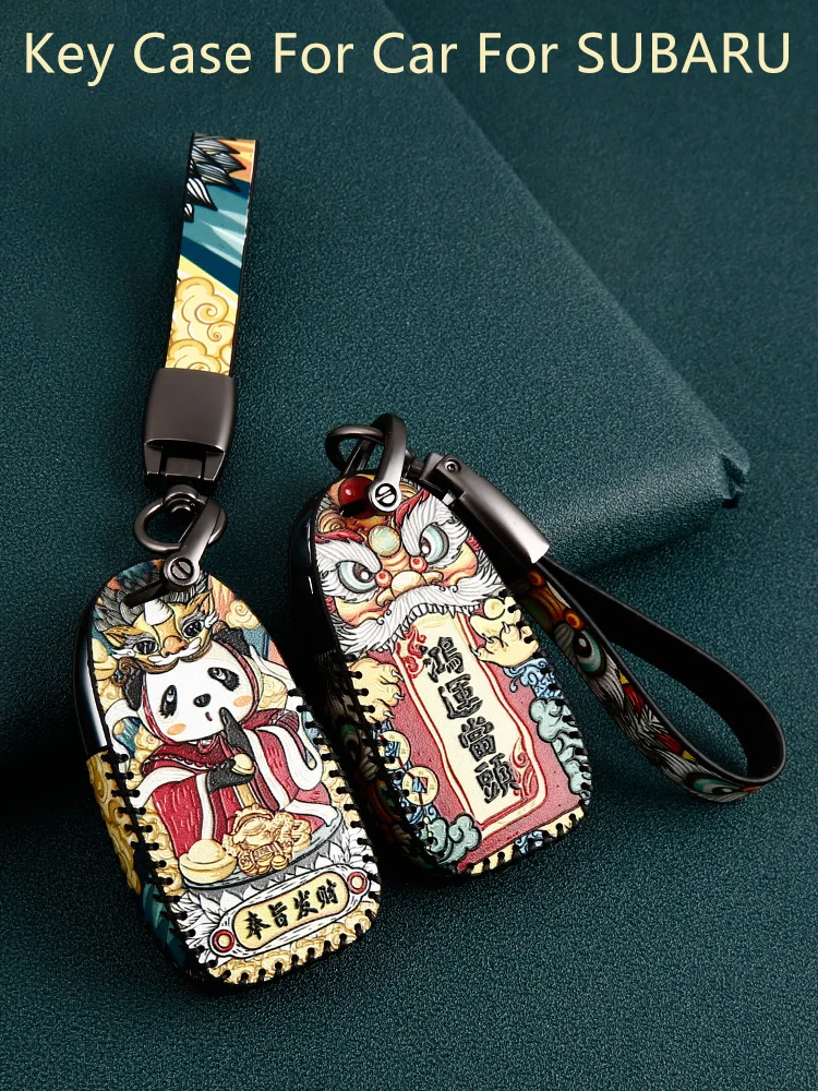 Genuine Leather Car Key Case for SUBARU XV Impreza Crosstrek Trezia Levorg Remote Cover Chain Keyfobs Auto Accessories