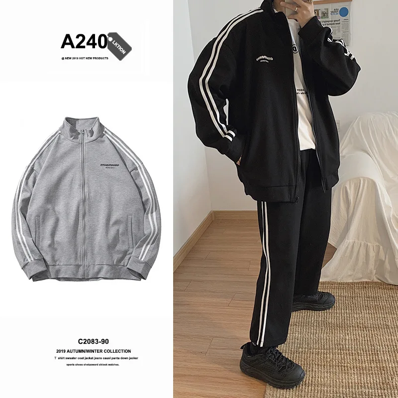 

Two-Piece Set Spring And Autumn Korean-style Long Sleeve Trend Set MEN'S Outerwear Students Hoodie Teenager Casual Sports Clothi