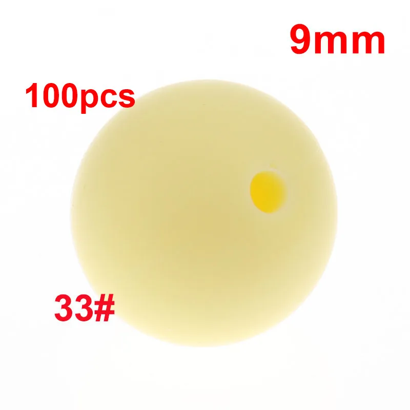 33 Cream Yellow Fkisbox 100 шт 9 мм детский Прорезыватель жемчужные Силиконовые Круглые бусины Bpa бесплатно Новорожденные сенсорные бижутерия для прорезывания зубов пустышки цепи аксессуары - Цвет: 33 Cream Yellow
