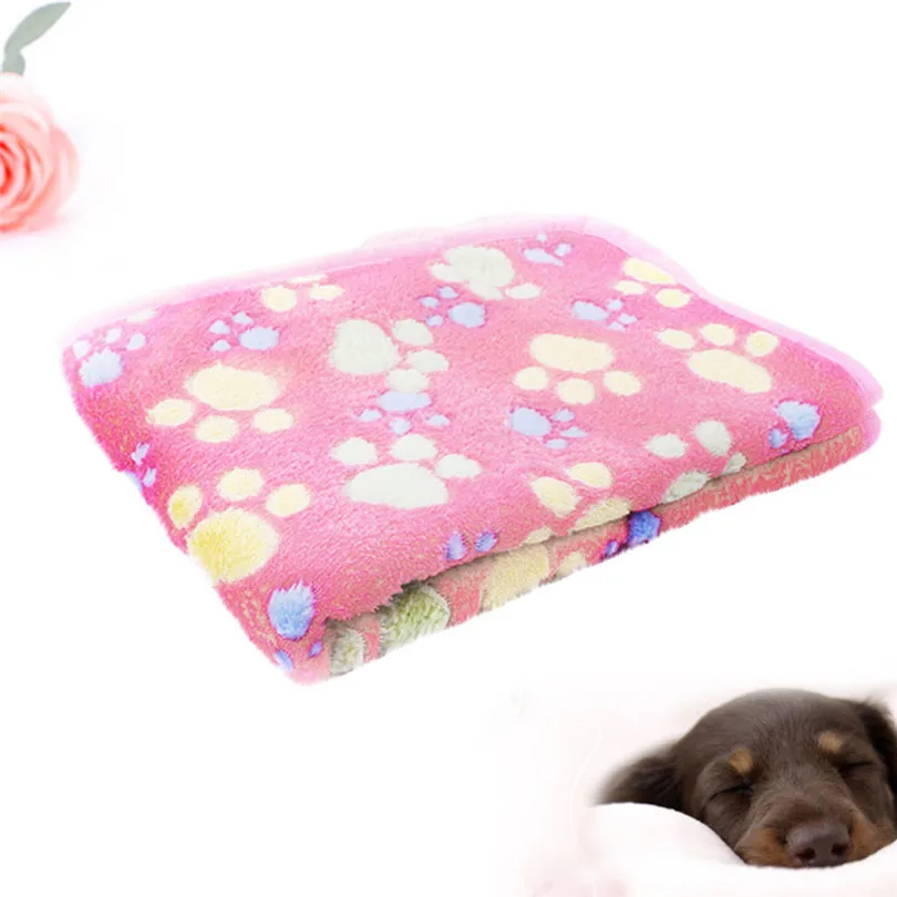 Цветочный коралловый флис кошка лапа коготь полотенце для собак Pet полотенце для кошек и собак ковер теплое полотенце Одеяло Спальное полотенце Коврик для домашних животных#4AU20 - Цвет: Pink