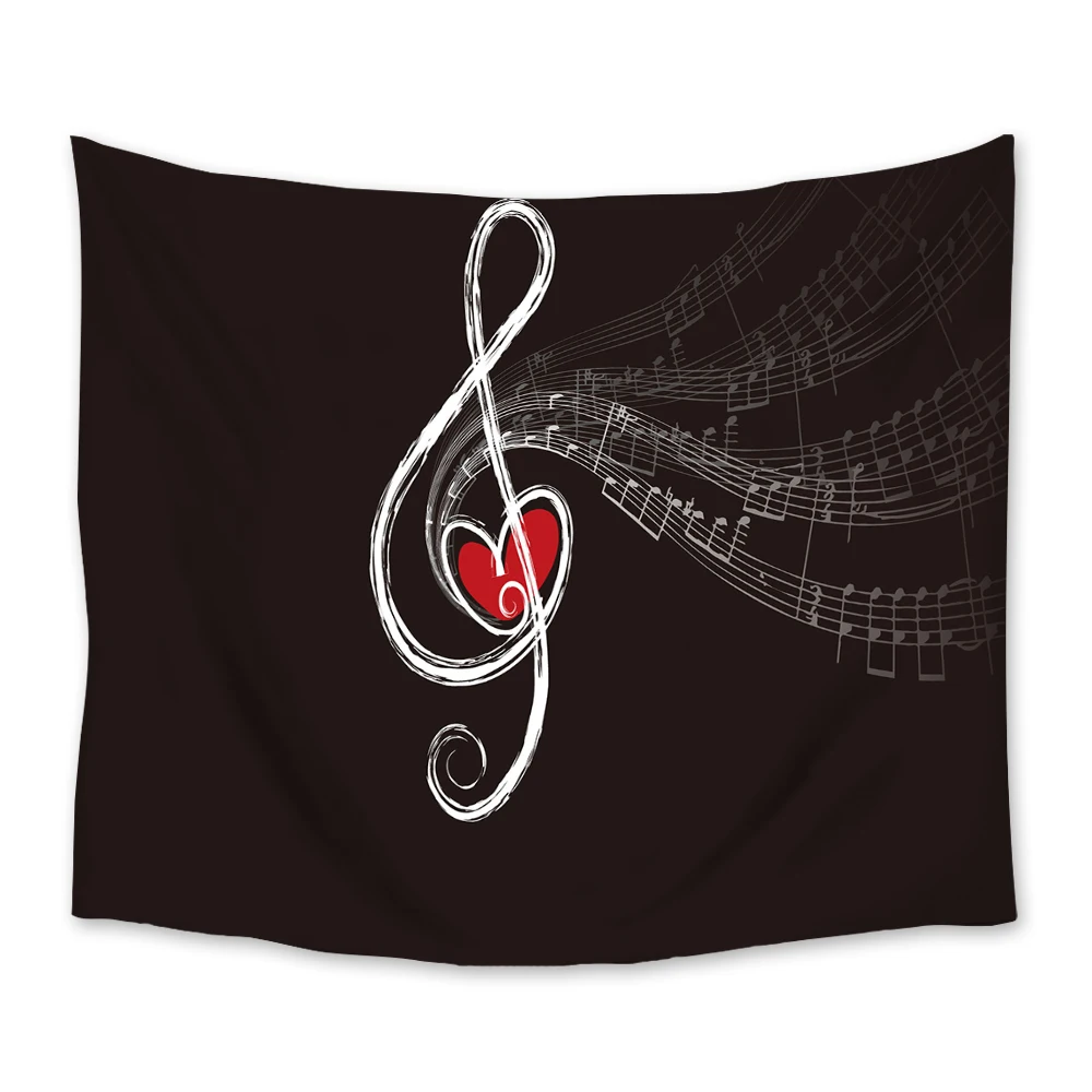 Tapestry Red Heart Treble Love and Music Notes Song Romantic Home Decor Wall Art Hanging for Living Room Bedroom Dorm | Дом и сад